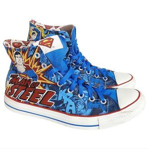 DC Comics Superman Converse High-top All Star Sneakers Men's 10.5 Women's 12.5